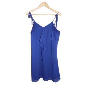 🔴 LAST CHANCE 🔴 Sam Edelman Blue Thin Strap Ruffle Front Mini Dress